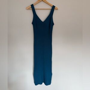Olive & Oak Teal Blue Turquoise Sleeveless Bodycon Maxi Dress Sz L
